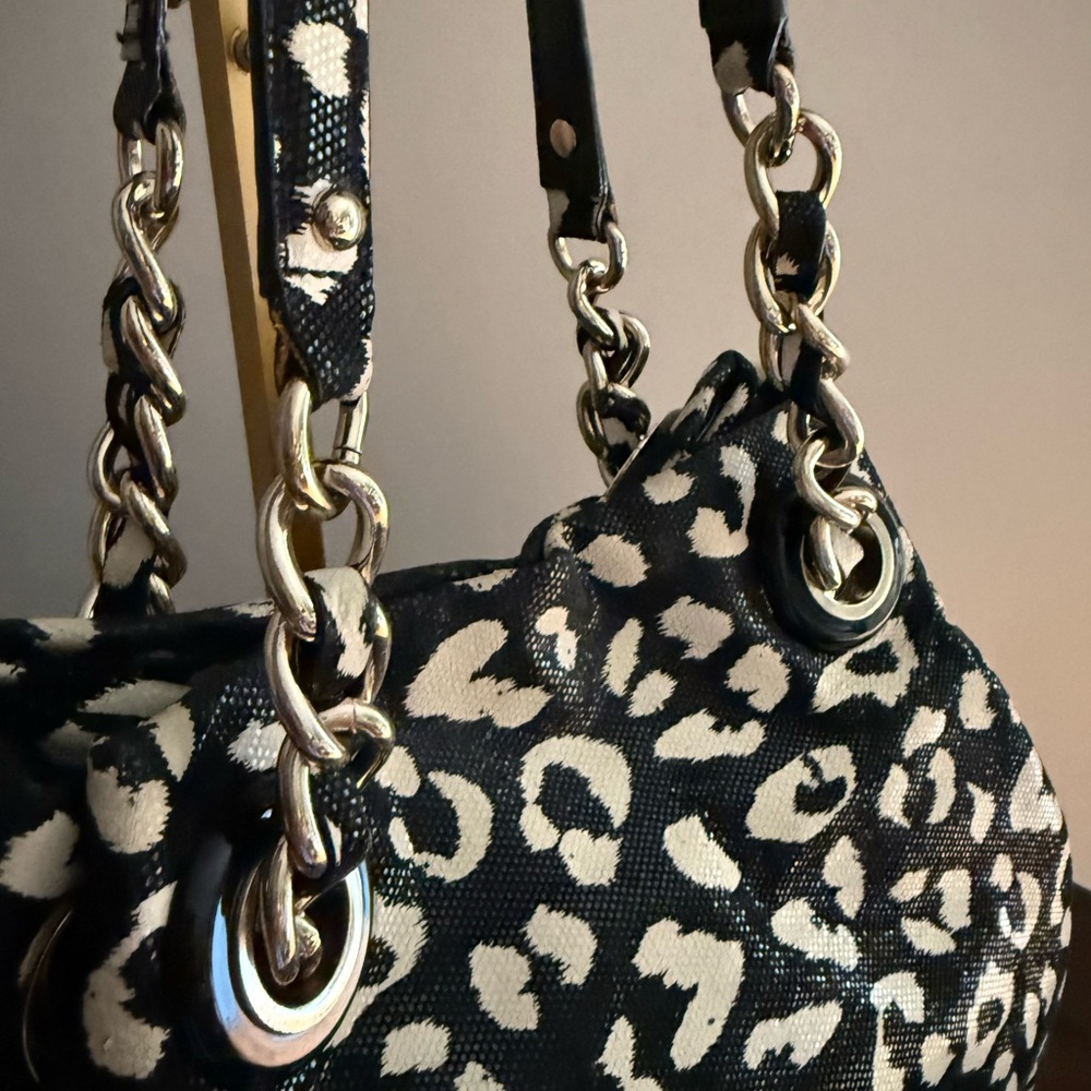 Kate Spade Maryann Ocelot Print Chain Strap Black and White - Picture 4 of 15